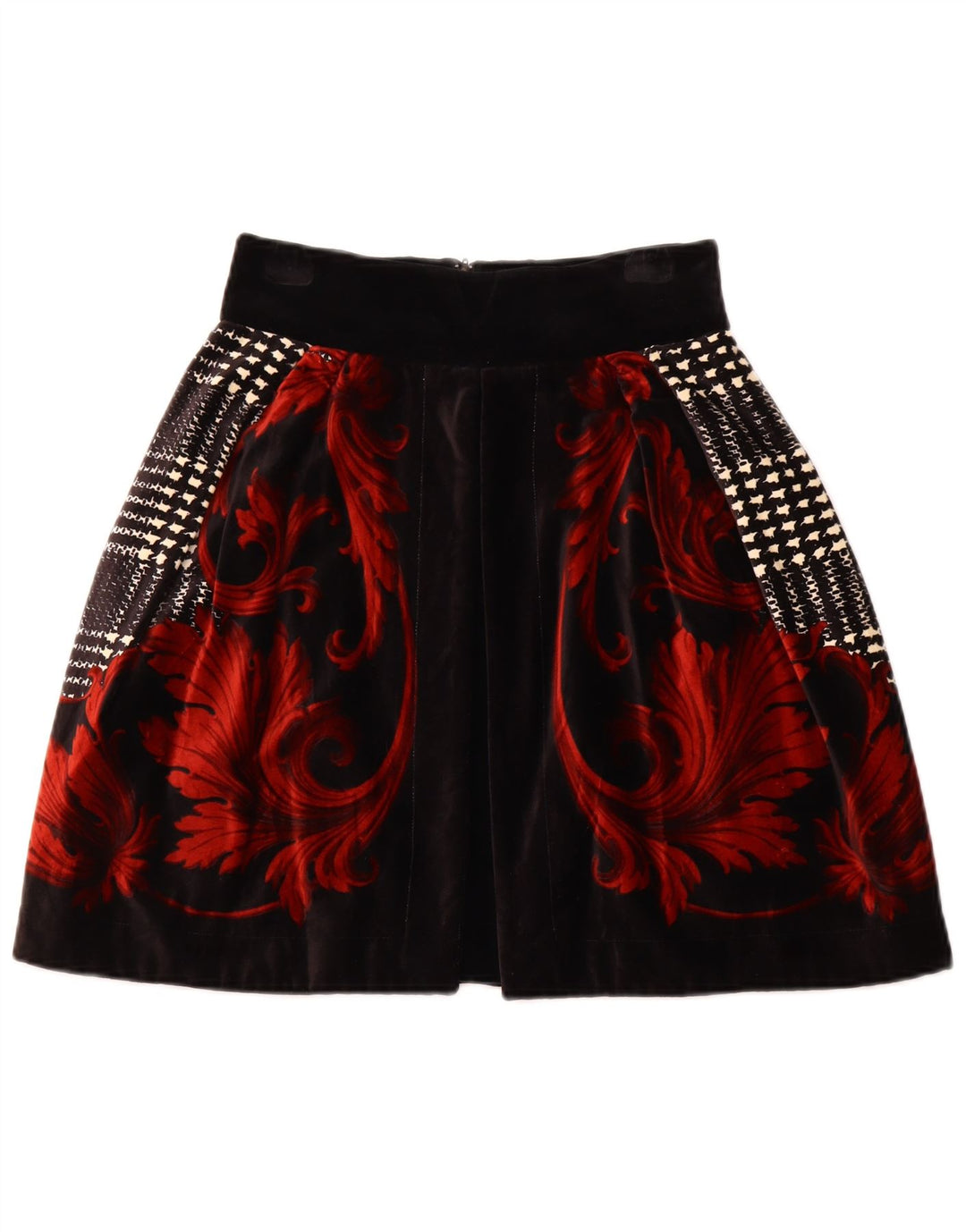BYBLOS Damska aksamitna spódnica w kształcie litery A IT 42 Medium W28 Czarna bawełniana w kwiaty