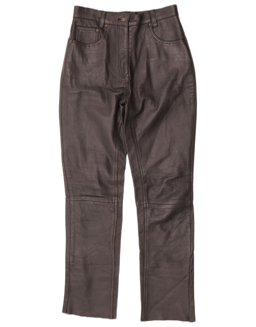 Wąskie skórzane spodnie damskie VINTAGE W28 L30 czarne