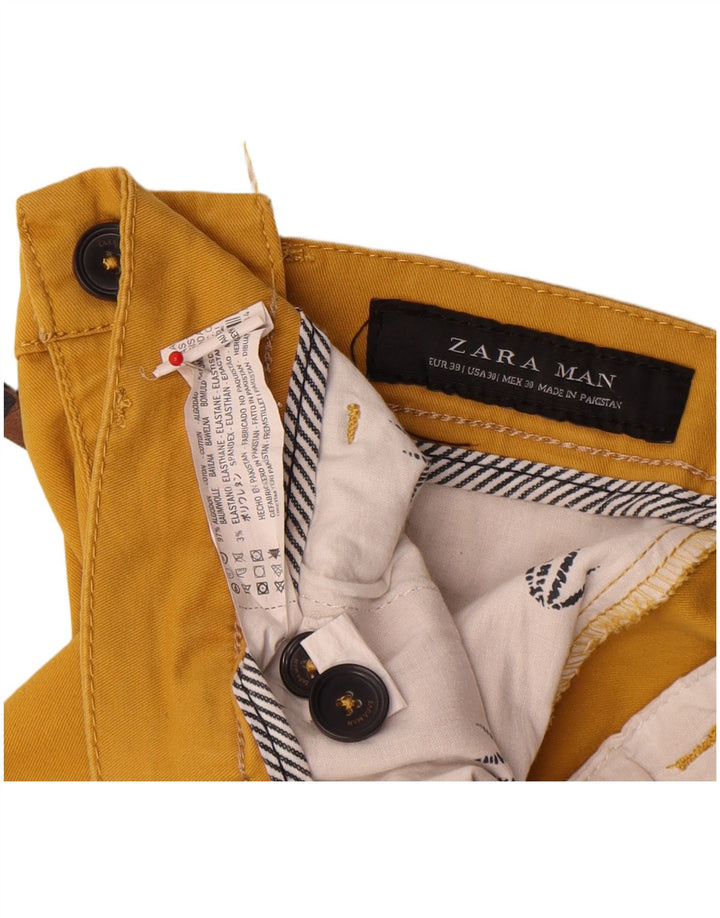 Męskie spodenki chino Zara EU 38 Small W30 Żółta bawełna