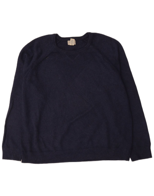 Męski sweter z okrągłym dekoltem L.L.Bean 2XL, granatowa bawełna