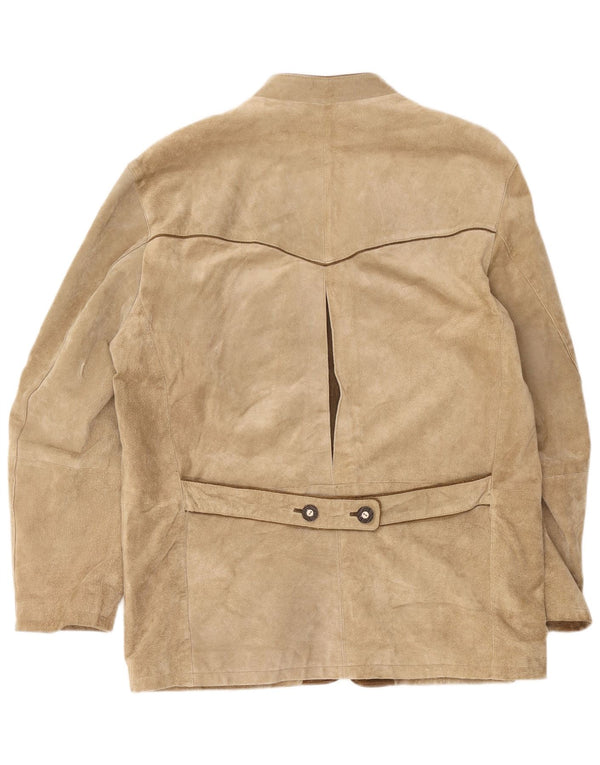 Vintage męska marynarka Trachten zapinana na 3 guziki zamszowa marynarka EU 54 2XL beżowy kwiatowy