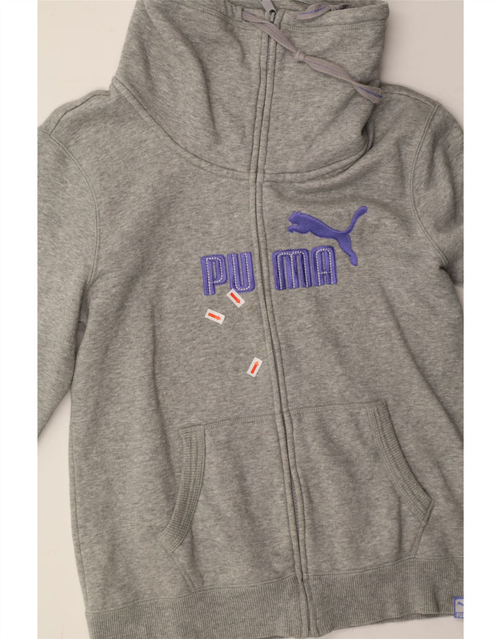 PUMA Womens Graphic Tracksuit Top Jacket UK 14 Large  Grey Cotton Vintage Puma and Second-Hand Puma from Messina Hembry 