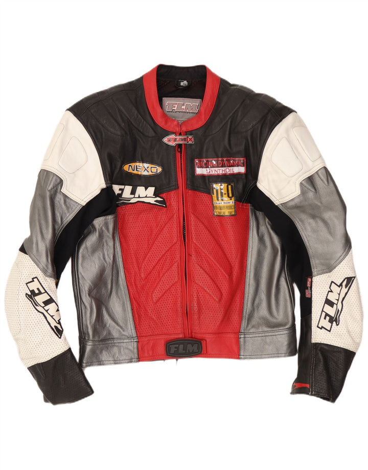 Dwuczęściowy zestaw męski FLM z grafiką motocyklową IT 52, duża, wielobarwna skóra