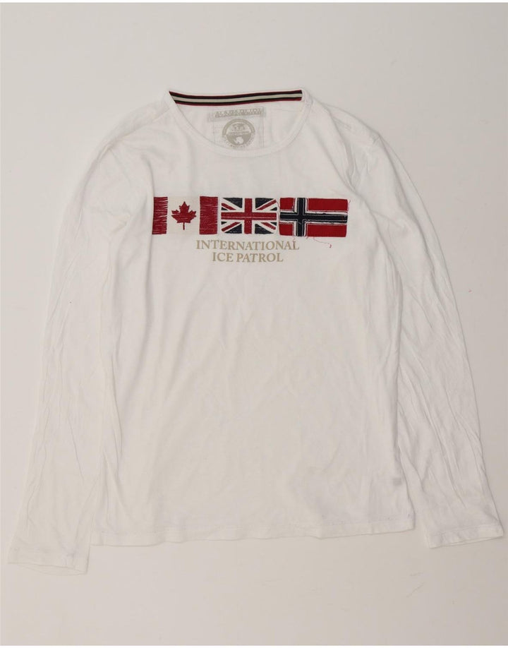 Męski top graficzny Napapijri z długim rękawem, duży, biały