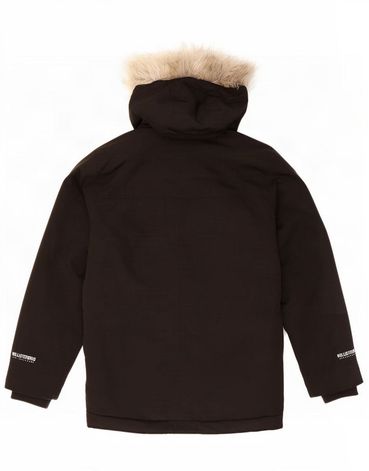 Męska kurtka narciarska z kapturem Hollister UK 36, mała, czarna, poliestrowa