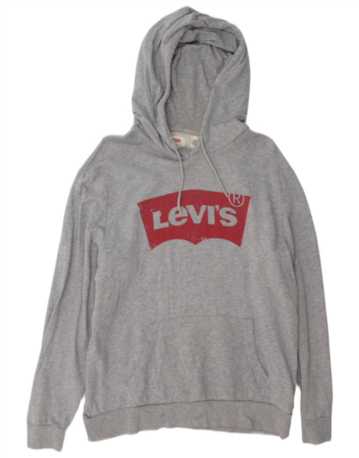 Męski sweter z kapturem z grafiką Levi's, duży, szary, bawełniany