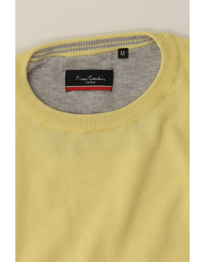 PIERRE CARDIN Mens Crew Neck Jumper Sweater Medium Yellow Cotton Vintage Pierre Cardin and Second-Hand Pierre Cardin from Messina Hembry 