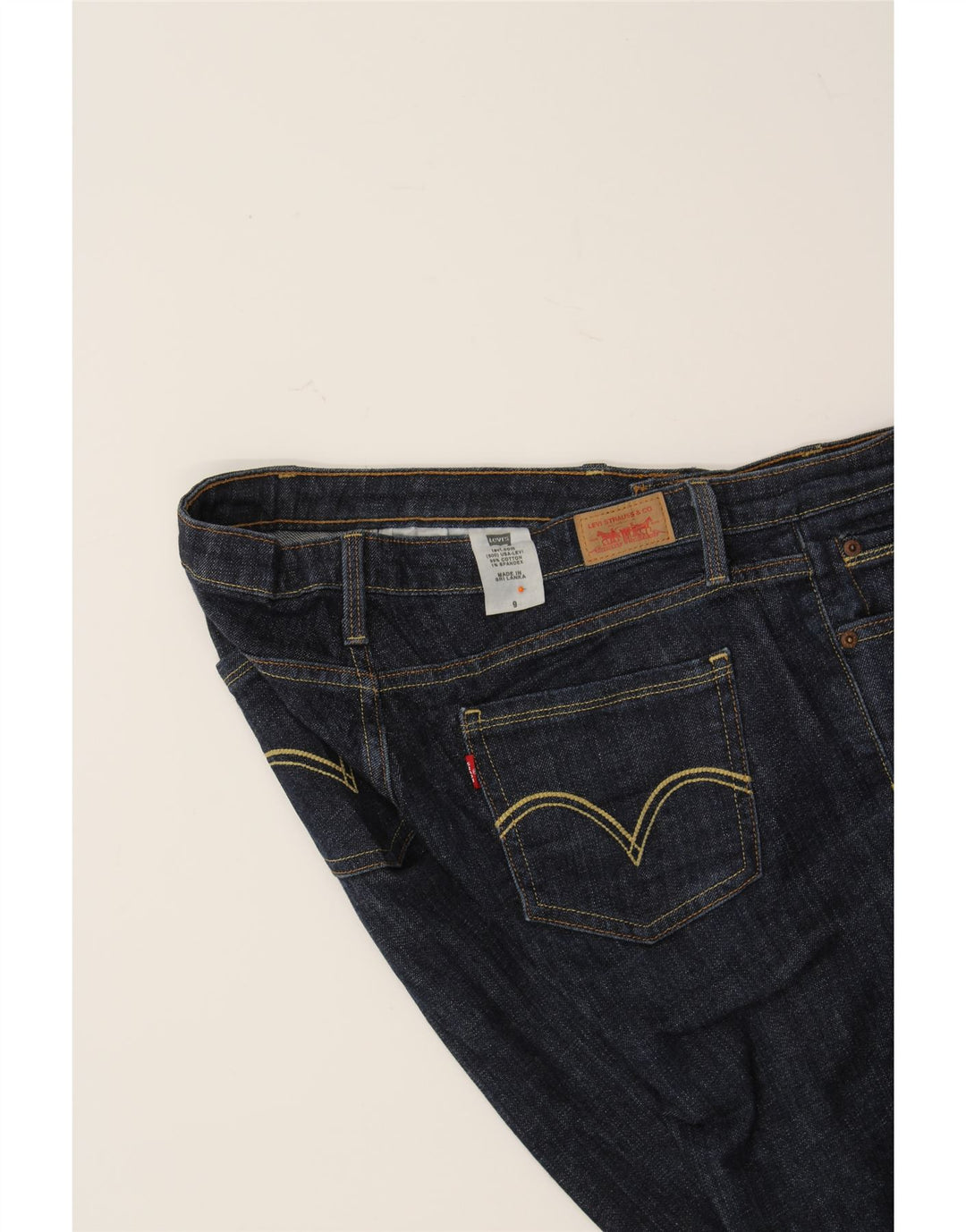 LEVI'S Womens 524 Super Low Straight Jeans US 9 Medium W30 L27 Navy Blue Vintage Levi's and Second-Hand Levi's from Messina Hembry 