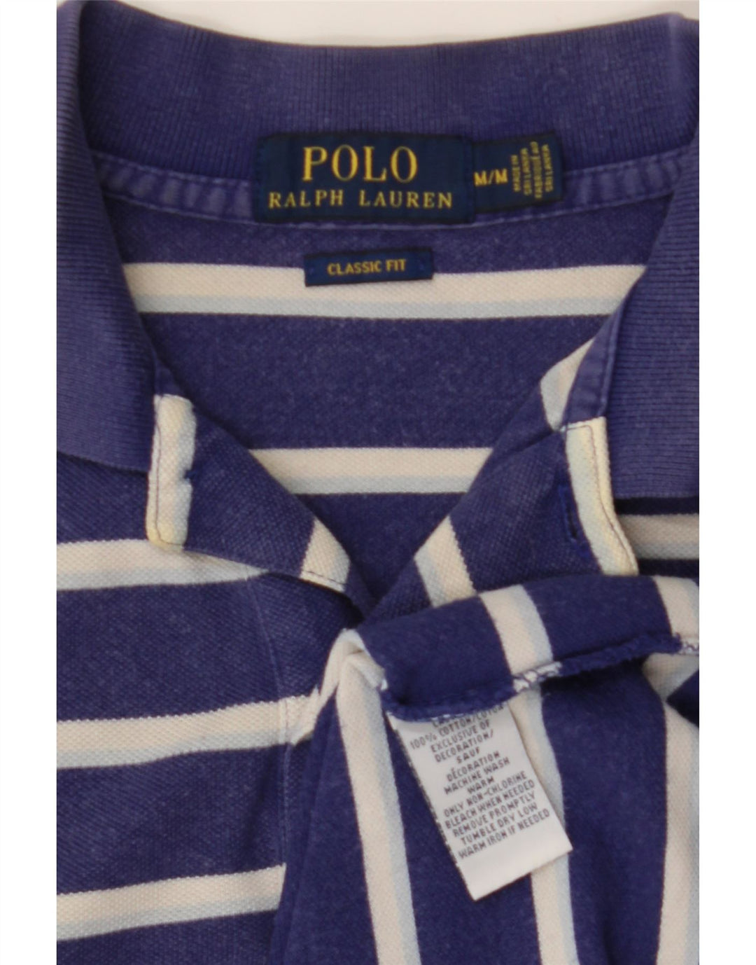 POLO RALPH LAUREN Męska koszulka polo o klasycznym kroju, w średnie granatowe paski