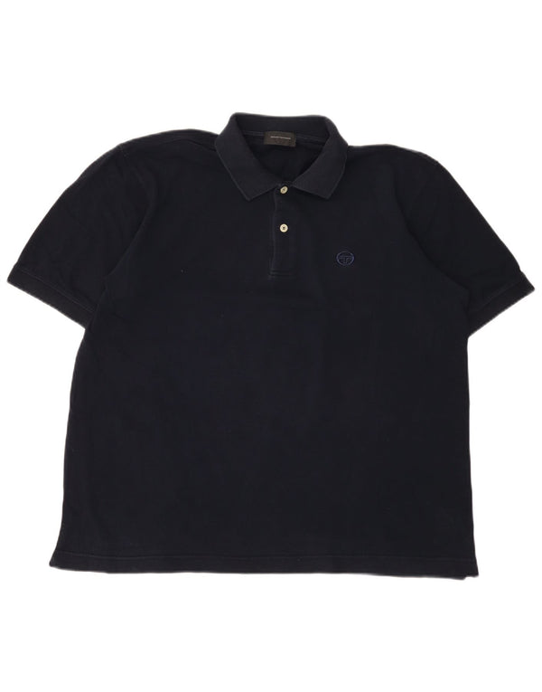 Sergio Tacchini Mens Polo Shirt IT 52 Large Navy Blue Cotton