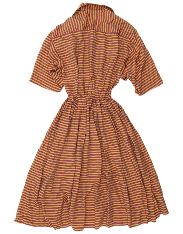 Vintage damska sukienka koszulowa Maxi z krótkim rękawem UK 18 XL w żółte paski