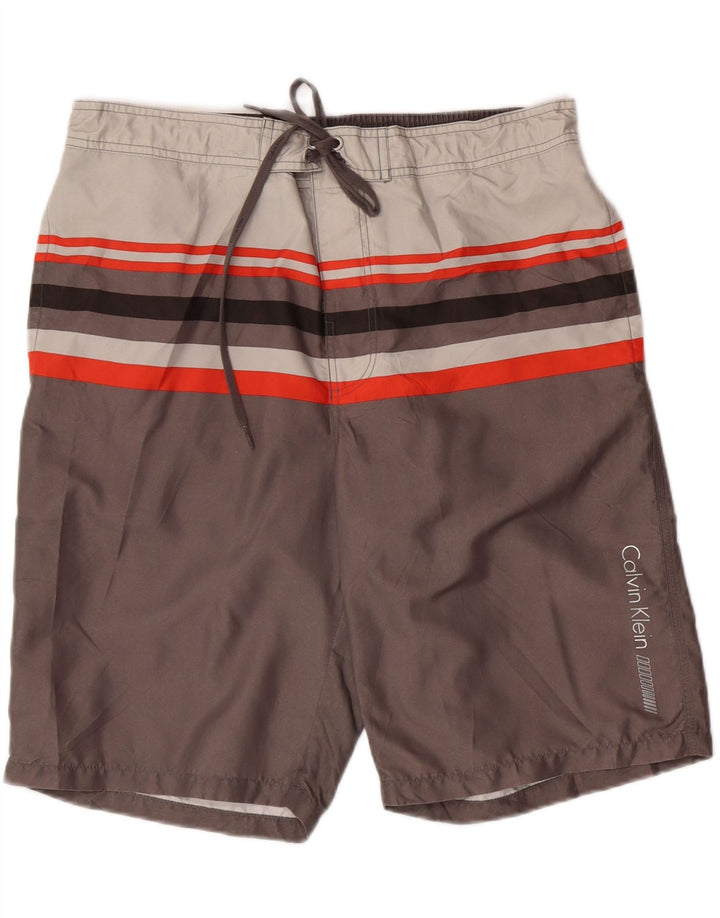 CALVIN KLEIN Mens Swimming Shorts XL  Grey Colourblock Polyester Vintage Calvin Klein and Second-Hand Calvin Klein from Messina Hembry 