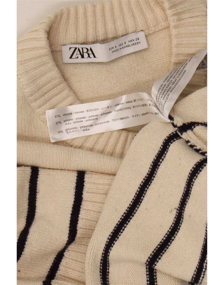 Damski sweter oversize Zara z okrągłym dekoltem UK 10 w małe białe paski