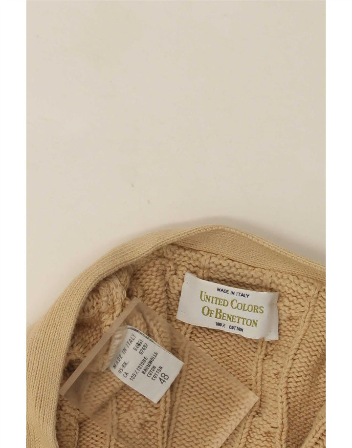Męski sweter rozpinany Benetton IT 48 Średni beżowy bawełniany