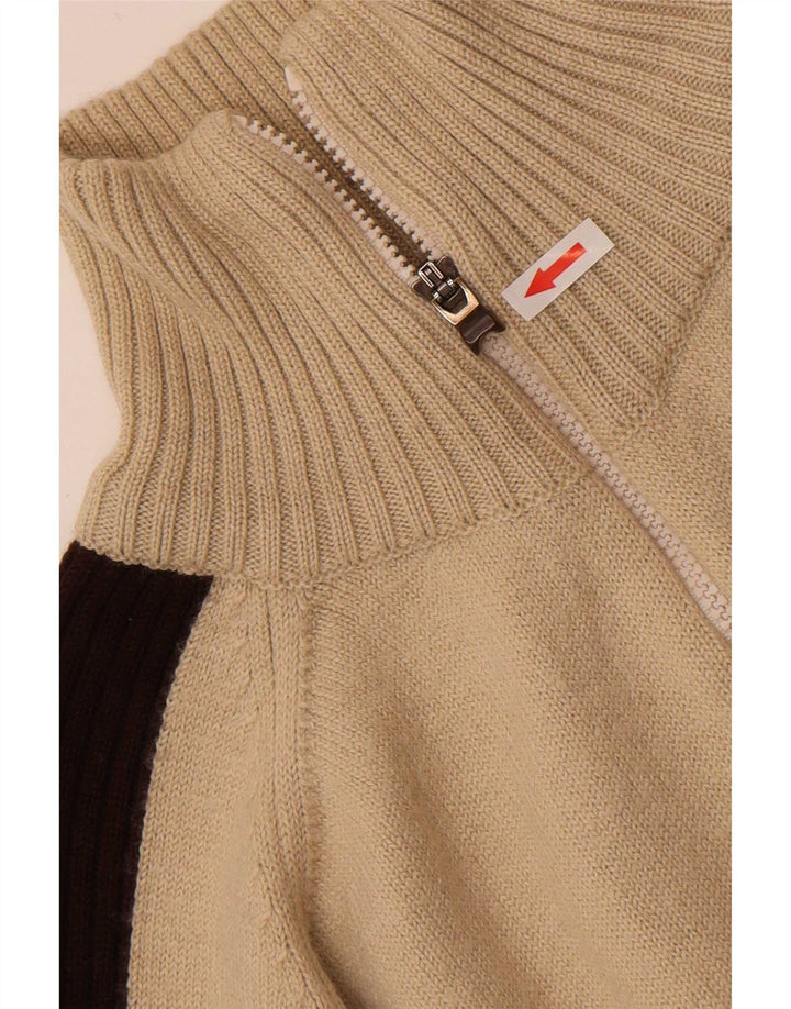 Męski sweter puma, duży, beżowy, z blokami kolorów