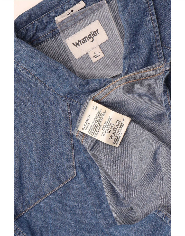 Męska koszula dżinsowa Wrangler Slim Fit, duża, niebieska, bawełniana