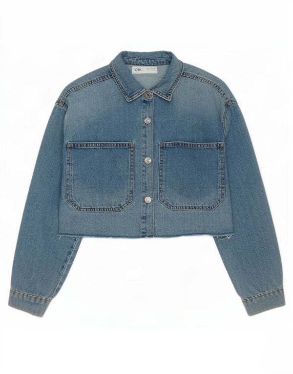 Kurtka dziewczęca Zara Crop Denim 11-12 lat, niebieska, bawełniana