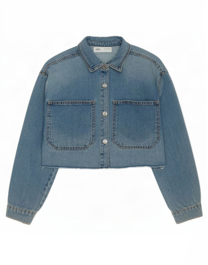 Kurtka dziewczęca Zara Crop Denim 11-12 lat, niebieska, bawełniana