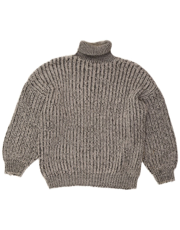 Vintage damski sweter z golfem UK 16, duże szare paski