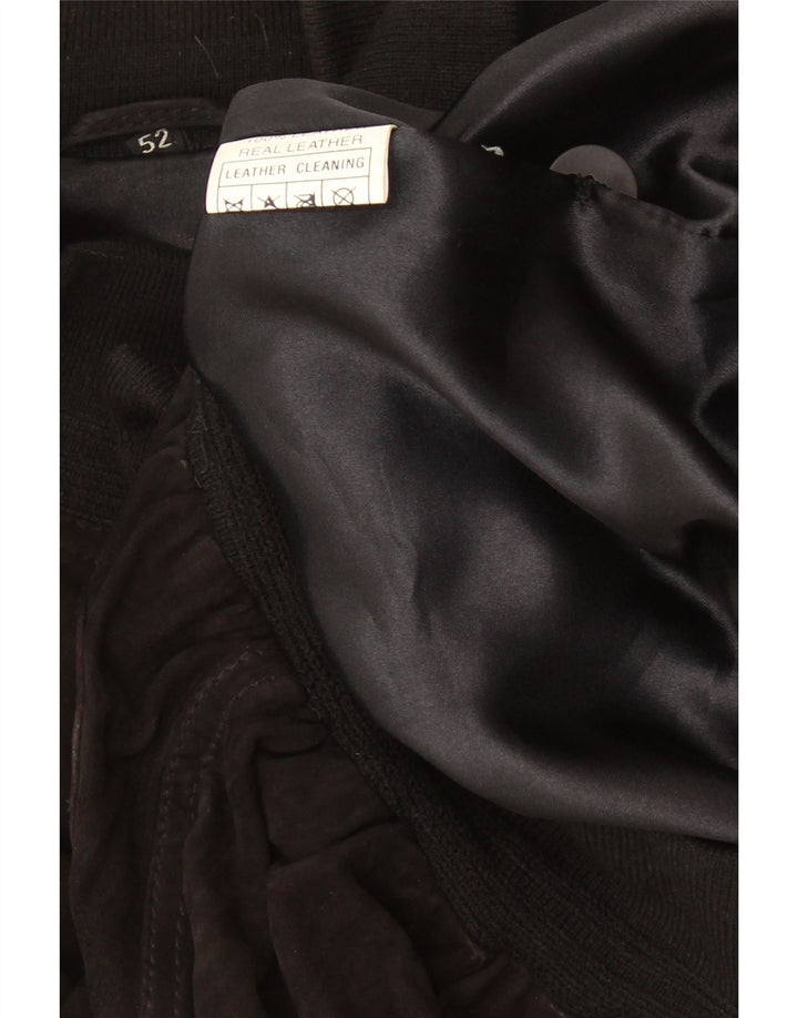 Męska zamszowa kurtka bomber w stylu vintage IT 52 XL, czarna skóra