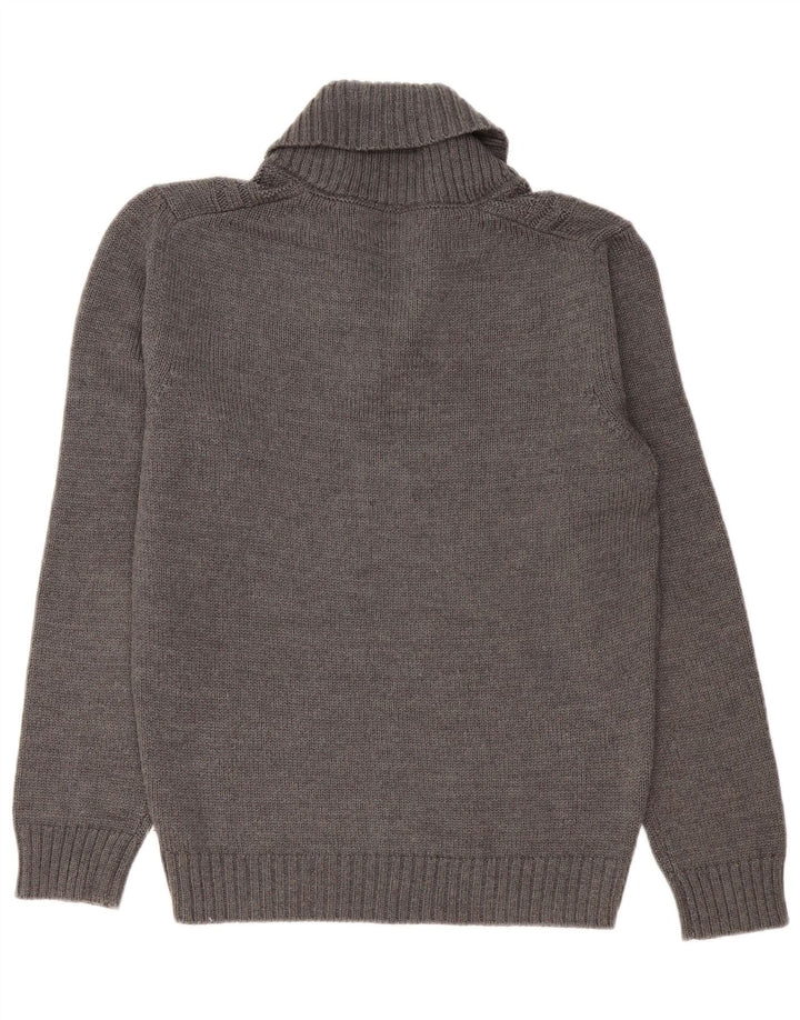 Bikkembergs Męski sweter z szalowym dekoltem, duży, szary, wełniany blok kolorów
