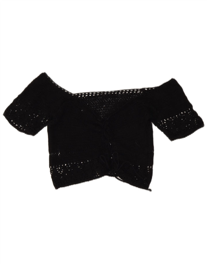 Damski top Pull & Bear Crochet Off Shoulder UK 14, średni czarny