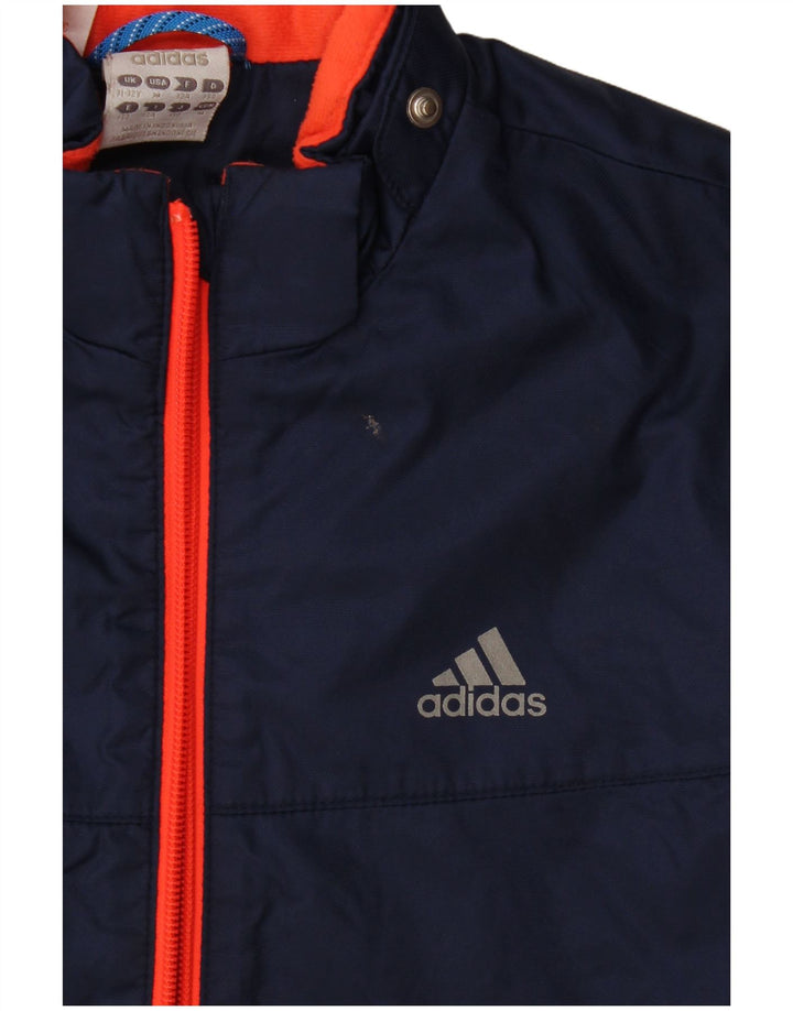 Chłopięca kurtka wiatrówka Adidas 11-12 lat, granatowa, z blokami kolorów, poliamid