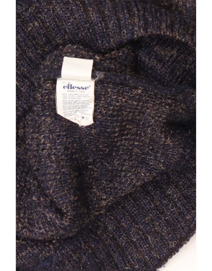 Męski sweter Ellesse z dekoltem w łódkę, średni granatowy wełniany