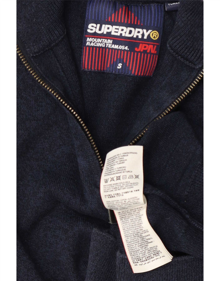 Męski sweter z zamkiem błyskawicznym Superdry, mały, granatowy, bawełniany