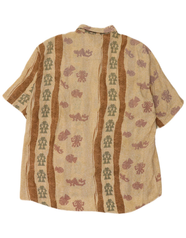 Męska koszula z krótkim rękawem Dornbusch w abstrakcyjny wzór, rozmiar 45 XL, beżowa