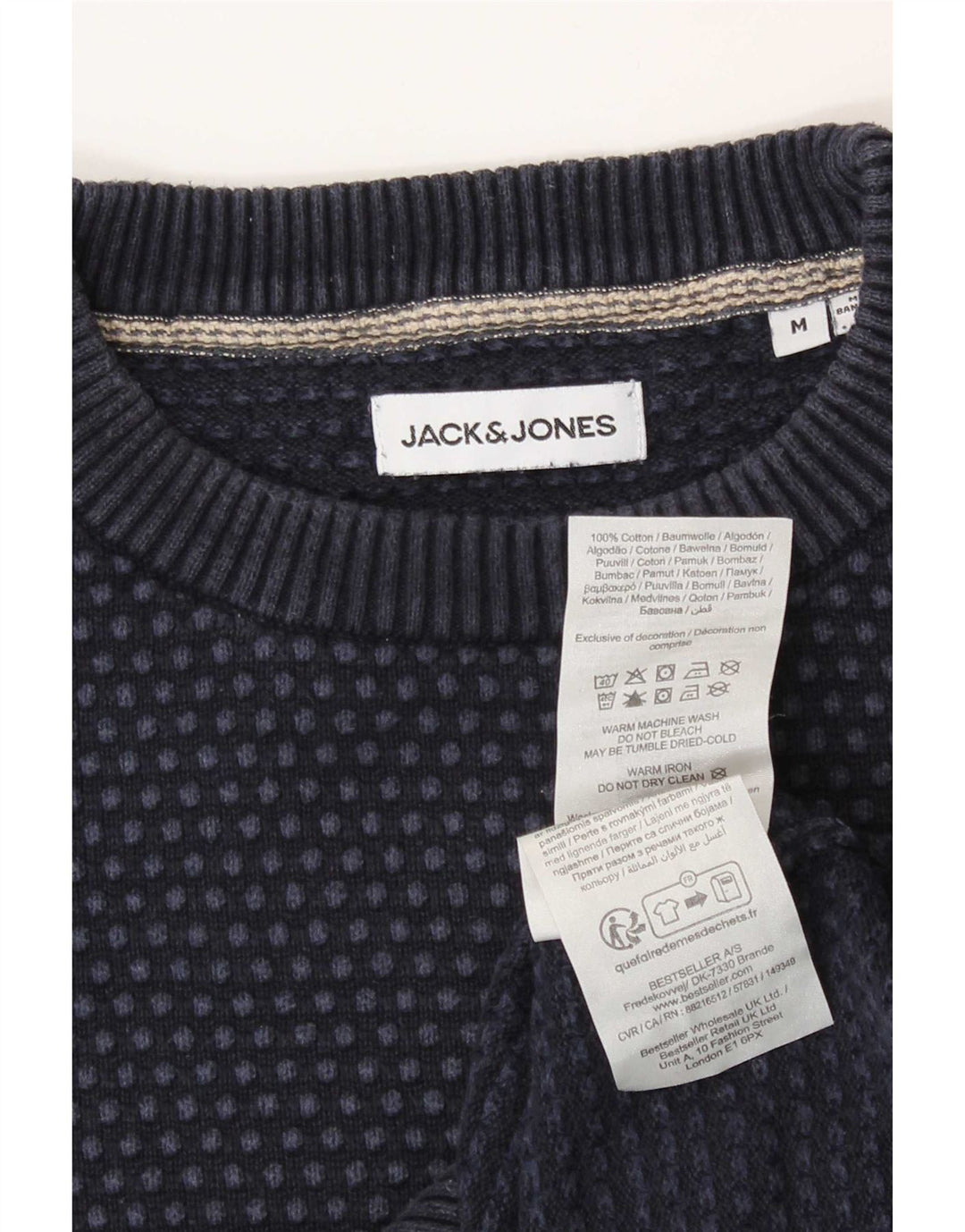 Męski sweter Jack & Jones z okrągłym dekoltem, średni granatowy w kropki