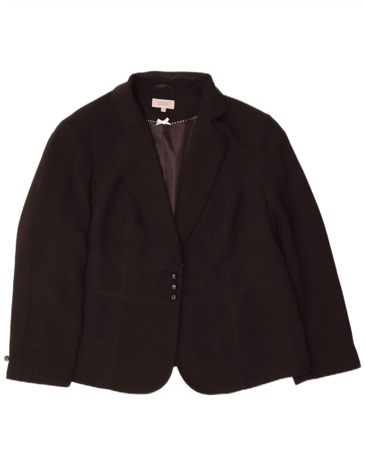 Marks & Spencer Damska marynarka zapinana na 3 guziki UK 20 2XL Czarny poliester