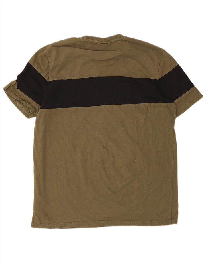 Męska koszulka z grafiką Ellesse, bawełniana, średnia khaki z blokami kolorów