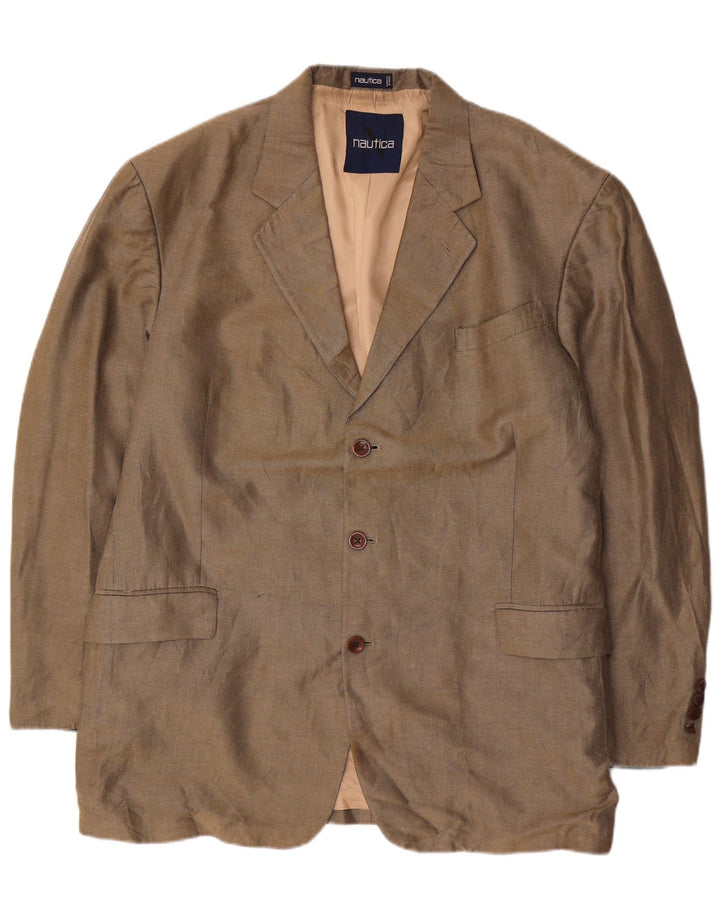 Męska marynarka zapinana na 3 guziki NAUTICA UK 46 3XL Szara lniana