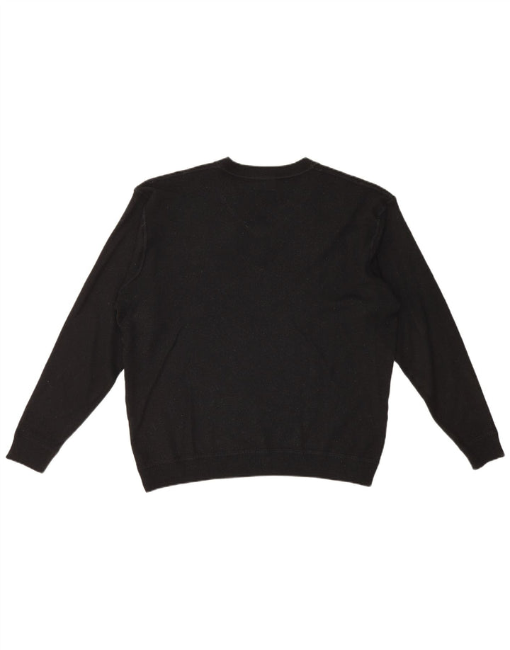 Męski sweter Lacoste z dekoltem w kształcie litery V, rozmiar 8 3XL, czarna wełna
