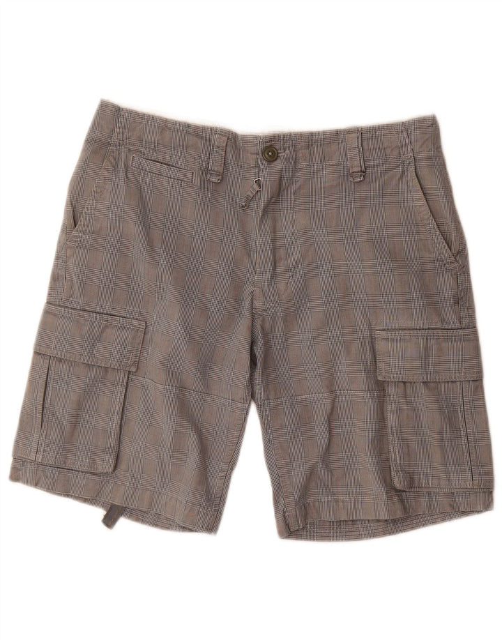 Męskie spodenki cargo w stylu vintage W30 w średnią szarą kratkę
