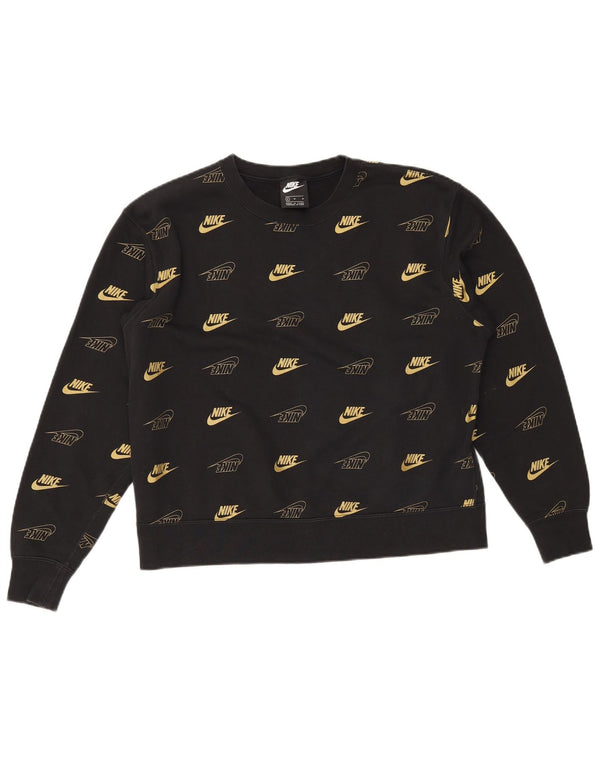 Damska bluza z grafiką NIKE, UK 14, średnia czarna bawełna