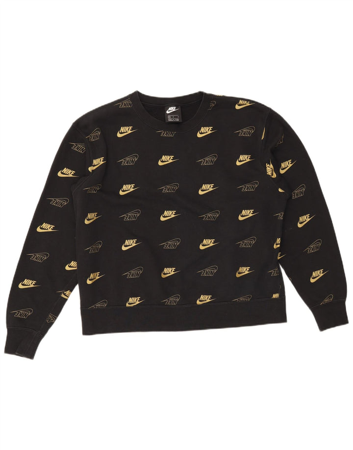 Damska bluza z grafiką NIKE, UK 14, średnia czarna bawełna