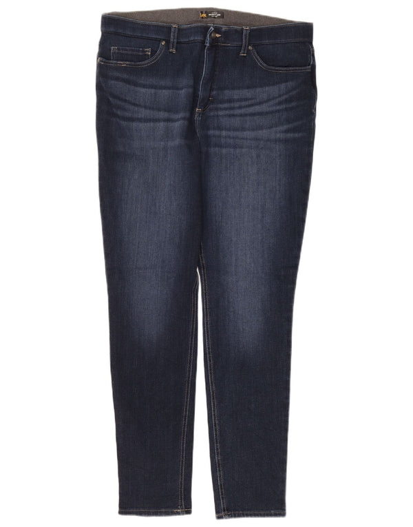 Damskie dżinsy rurki Lee ze średnim stanem, slim fit US 16 2XL W38 L32, niebieska bawełna