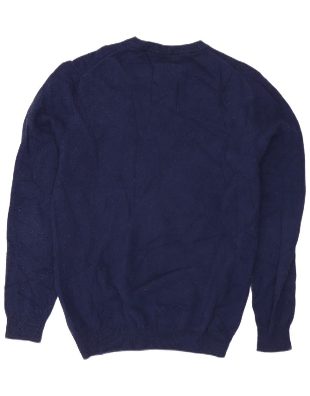 MASSIMO DUTTI Męski sweter z okrągłym dekoltem, średni granatowy wełniany