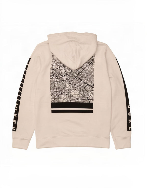 Jack & Jones Mens Graphic Hoodie Jumper Large White Colourblock Cotton