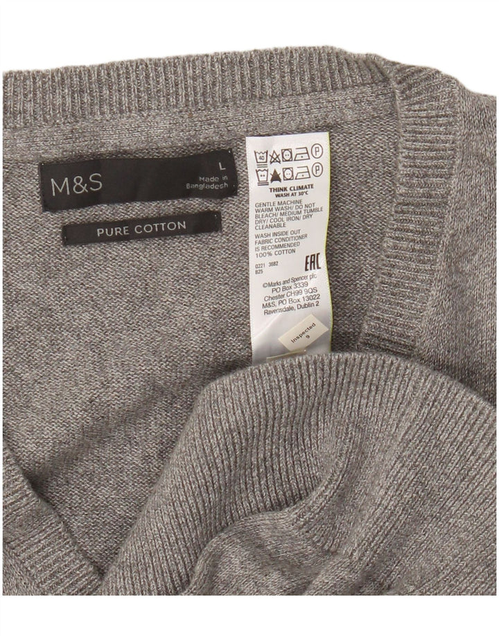 Marks & Spencer Męski podkoszulek z kamizelką, duży, szary, bawełniany