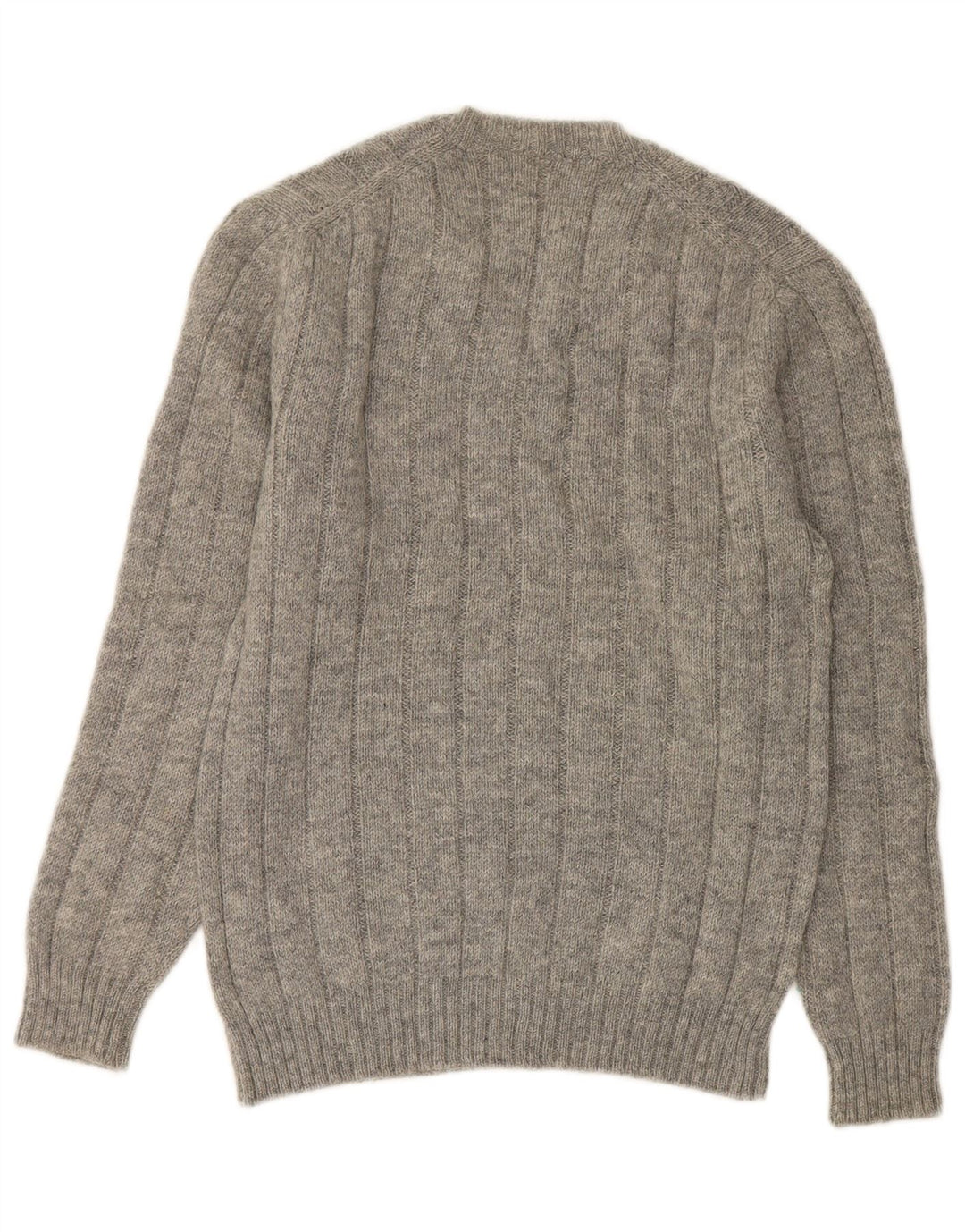VINTAGE Womens V-Neck Jumper Sweater UK 14 Medium Grey