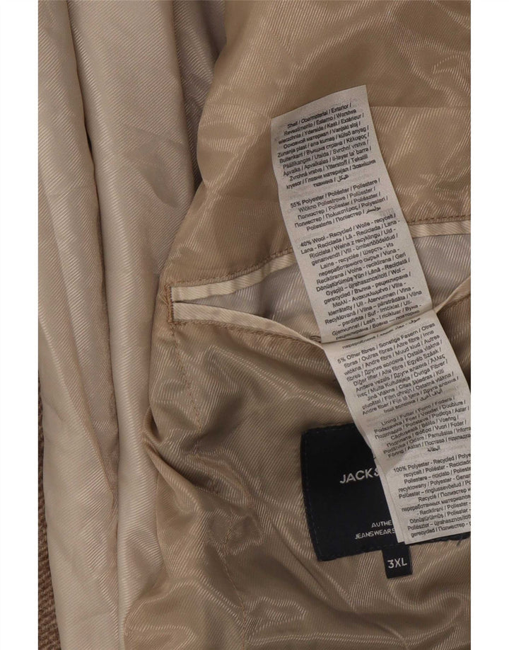 Płaszcz męski Jack & Jones UK 46 3XL beżowy poliester