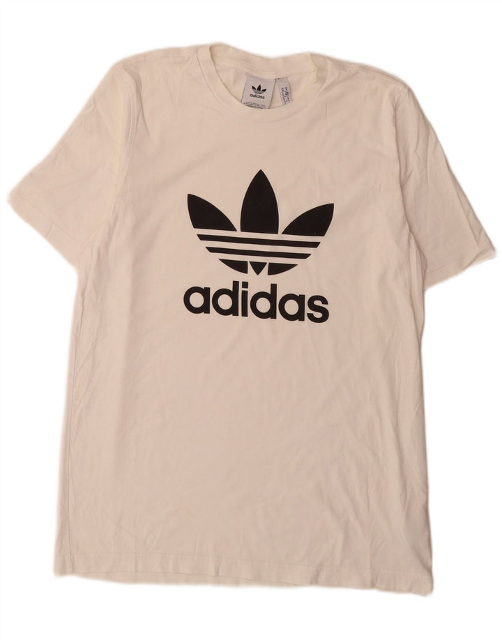 Męska koszulka z grafiką Adidas, średnia, biała bawełna