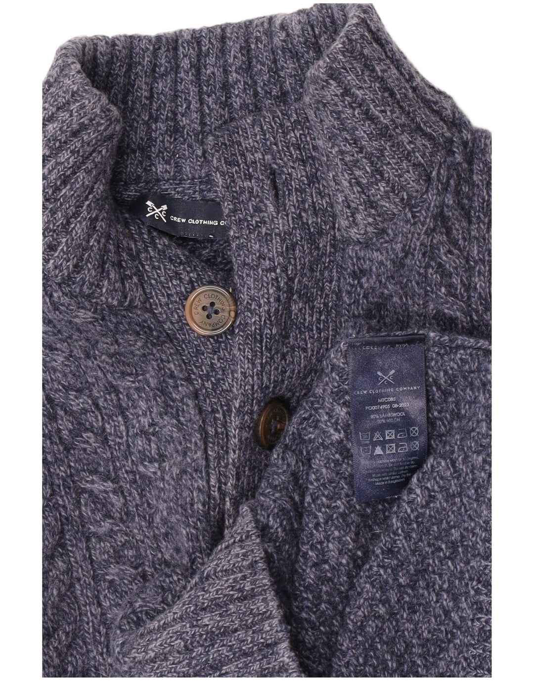 Crew Clothing Męski sweter zapinany na guziki, mały, granatowy, nakrapiany
