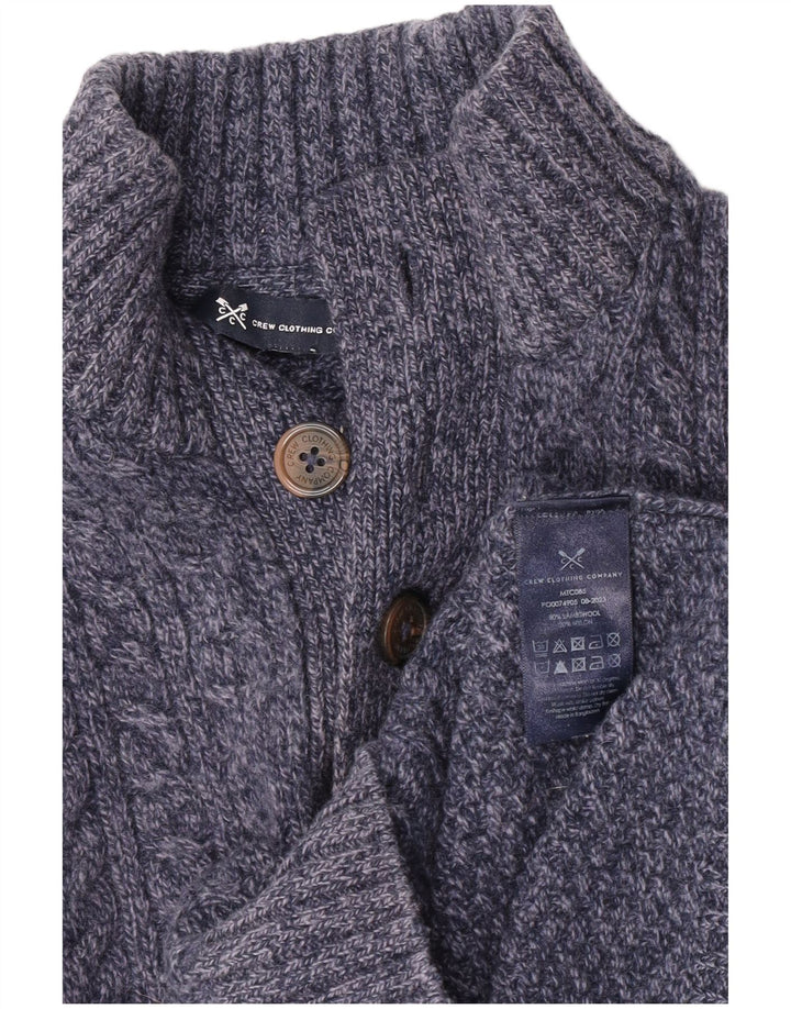 Crew Clothing Męski sweter zapinany na guziki, mały, granatowy, nakrapiany