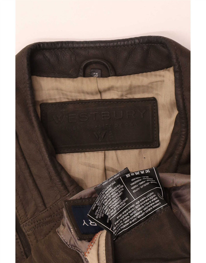 WESTBURY Męska zamszowa kurtka bomber IT 58 4XL Skóra khaki