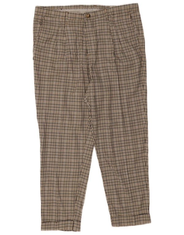 Spodnie chino męskie Zara EU 46 XL W36 L27 Brązowe wiskoza w pepitkę