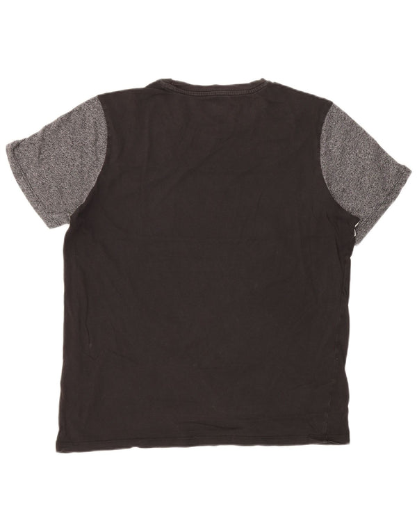Jack & Jones Mens Graphic T-Shirt Top Large Black Colourblock Cotton